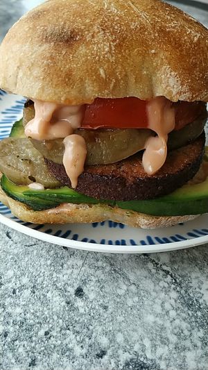 New vegan burger at Panaderia Los Abuelos in Fuerteventura