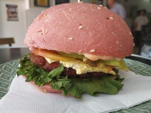 Vegan Burger at Panaderia Los Abuelos in Fuerteventura