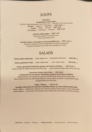 2 vegan soups and 3 vegan salads at Le Nidaux in Nidau