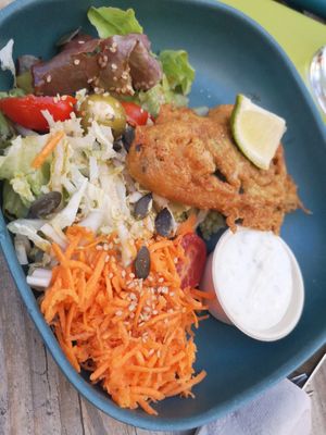 Vegan fish at L'Ethiquete in Nantes