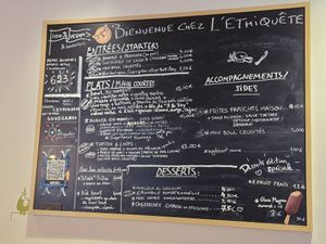 Menu of that day at L'Ethiquete in Nantes