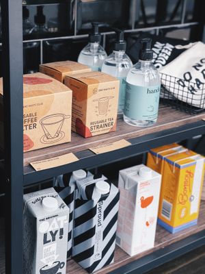 Some essentials in the coffee shop at The BRIGHT Store in East London