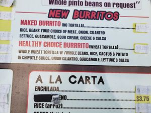 Healthy burrito, can substitute avocado instead of potatoes at Pablito's Burrito Express in Sonora
