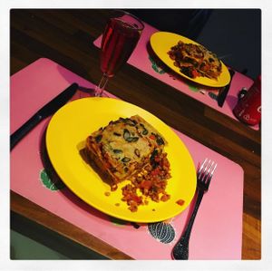 Vegan lasagne (large portions, we always split it in 2) at Que Chew in Destelbergen