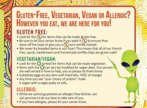 Inside cover of Menu at Squeeze In in Carson City