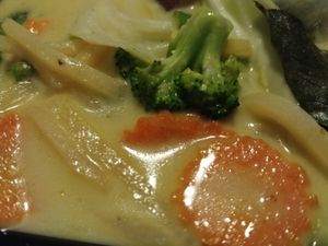 Green Curry, no fish sauce, with veggies and tofu at Love Eat Thai in Brevard