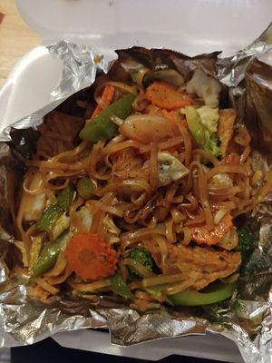 Pad See Ew with Pad Thai Noodles, veggies and tofu, no fish sauce, no egg at Love Eat Thai in Brevard