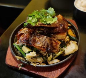 Đậu Hũ Cuộn Nấm - Stuffed Tofu Delights.  Vegan main course.  Delicious at Rock Yard in Wellington