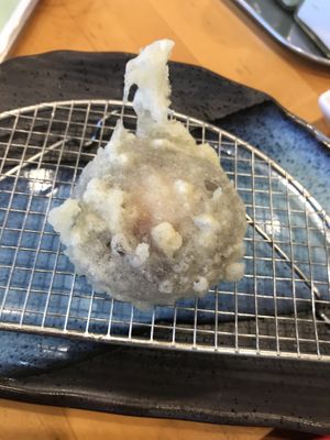 Daifuku - Tempura mochi filled with red bean paste at Fuji Tempura Idaten in Fujikawaguchiko