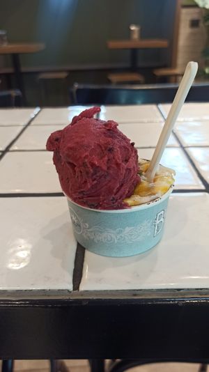 Yogurt con more e crumble, yogurt con mango e cioccolato at Gelateria La Romana - Santa Teresa in Turin