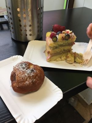 Cake and donut at Tortusz in Budapest
