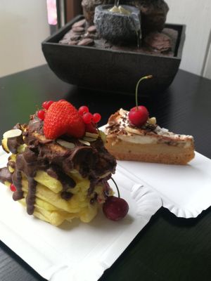 Waffle dessert at Tortusz in Budapest