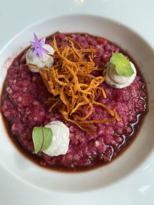 Beetroot risotto  at RE Organic in Mallorca