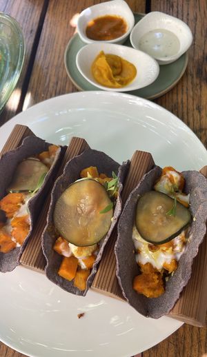 The taco’s would be better if they had more filling or more of the sauce. Tasty but they lack moisture  at RE Organic in Mallorca