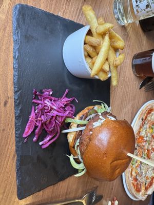 Vegan cannelloni burger   at Three Tuns in Hay-on-wye