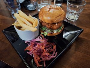 Cannellini bean burger at Three Tuns in Hay-on-wye