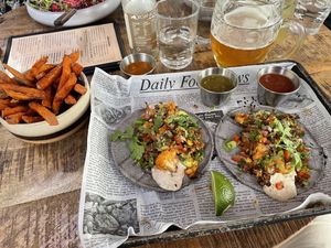 Sweet potato fries and cauliflower tacos 👏  at Urban House in Bratislava