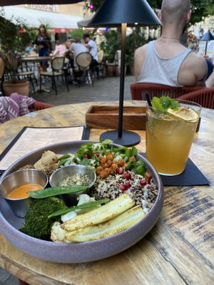 iced peach tea with the buddha bowl  at Urban House in Bratislava