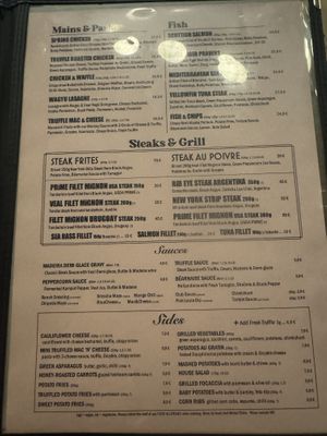 Menu  at Urban House in Bratislava