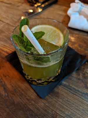 Half drunk frozen mojito at Urban House in Bratislava