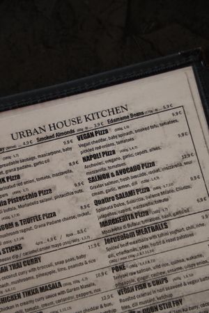 Menu at Urban House in Bratislava