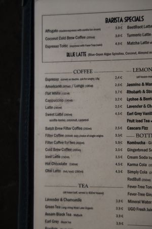 Menu at Urban House in Bratislava