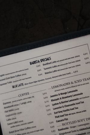 Menu at Urban House in Bratislava