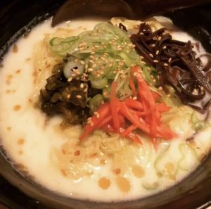 Vegan Tonkotsu Ramen. at Queen's Healthy Diner in Nagoya