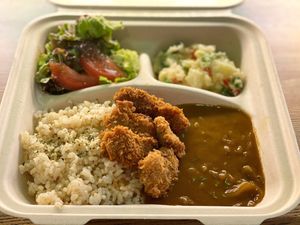 Katsu Curry Bento 🍱 カツカレー弁当🍱 1,200yen From 2,400yen delivery fee is free. (Delivery fee 300yen)  at Queen's Healthy Diner in Nagoya