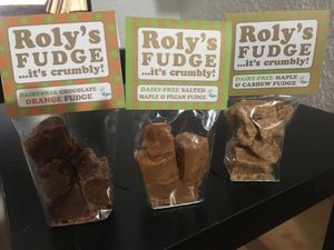 The whole 3 non dairy flavors  at Roly's Fudge in Bowness-on-windermere