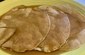 Vegan pancakes with real maple syrup and cinnamon sugar! at Deja Vu Diner in Orangeville