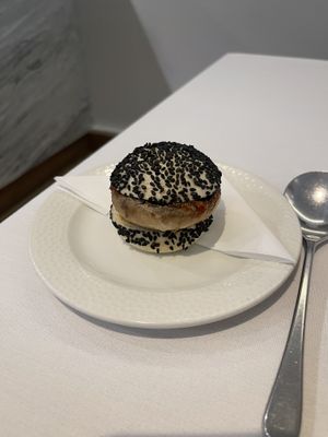Soup served with mushroom bao bun   at Chef's Table in Chester