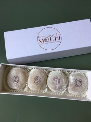 The box with 4 mochis (lemon, almond and hazelnut flavour) at La Maison du Mochi - Cherche Midi in Paris