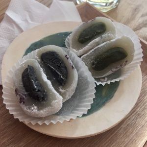 Matcha mochi and black sesame mochi at La Maison du Mochi - Cherche Midi in Paris