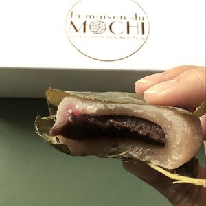 Sakura mochi filled with readbean paste  at La Maison du Mochi - Cherche Midi in Paris