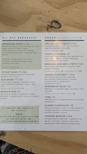 Menu at Combi in Eersel