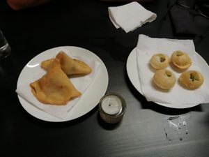 Yummy starters, didn't photo the sauce which was so tasty! at Ajanta's Vegetarian in Sheffield