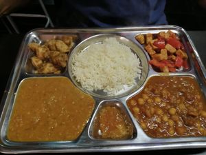 The "chicken" and pepper Thali... Awesome. at Ajanta's Vegetarian in Sheffield