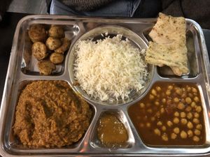 Tray with naan bread at Ajanta's Vegetarian in Sheffield