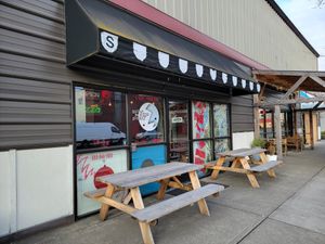 Exterior at Secret Pizza Society in Portland