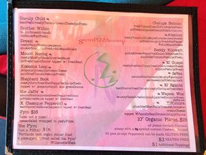 Menu at Secret Pizza Society in Portland