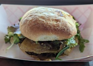 Cassian And/or Burger at Secret Pizza Society in Portland