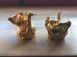 Our brownies to go were wrapped up in adorable foil animals. at Secret Pizza Society in Portland