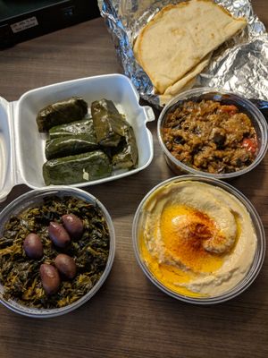 An assortment of vegan appetizers at Dari Kabab & Gyro in Smyrna