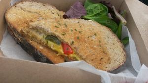 Vegan cheese and roasted peppers toasted sandwich  at Sea Change  in South Shields