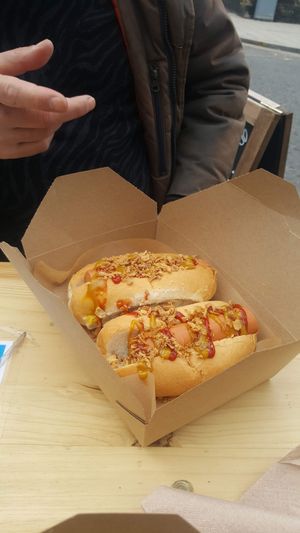 Moving mountains hotdog at Sea Change  in South Shields