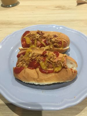Vegan hot dogs at Sea Change  in South Shields