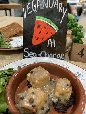 Tofu on black pudding from Veganuary taster menu  #Veganuary at Sea Change  in South Shields