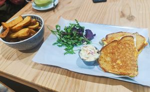 Vegan spicy Cheesa + chunky chips 🧀 at Sea Change  in South Shields