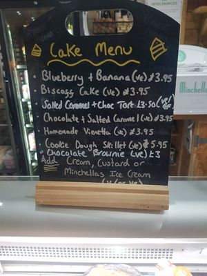 Cake menu at Sea Change  in South Shields